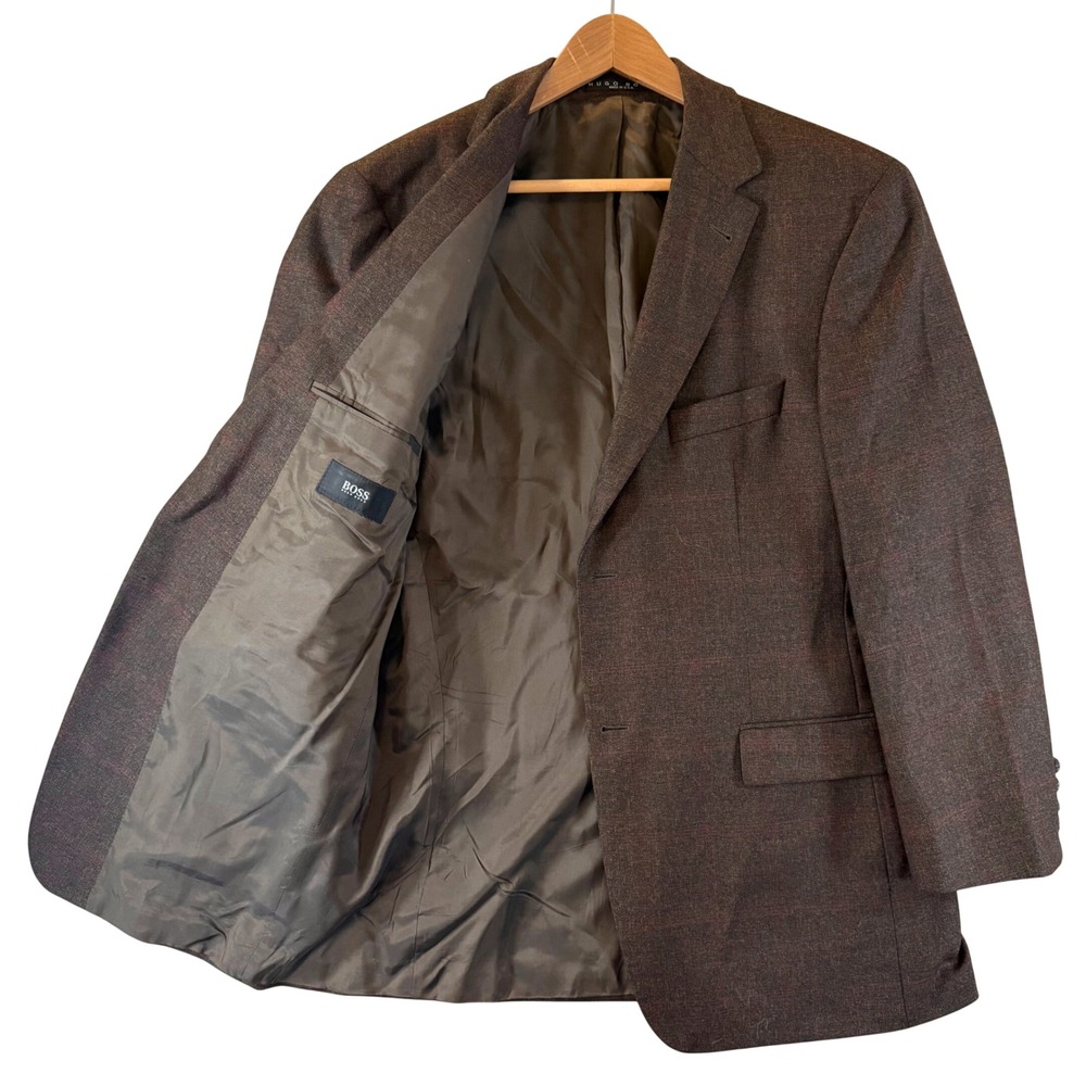VTG Hugo Boss Blazer 42R Loro Piana Wool Brown Bertolucci Sport Coat 75192